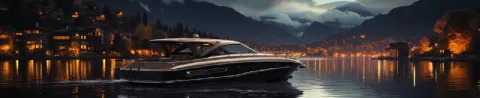 Dark Grey Bayliner Boat on Lake Photorealistic Image
