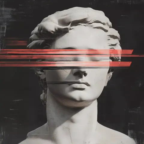 Distressed Statue with Overlay