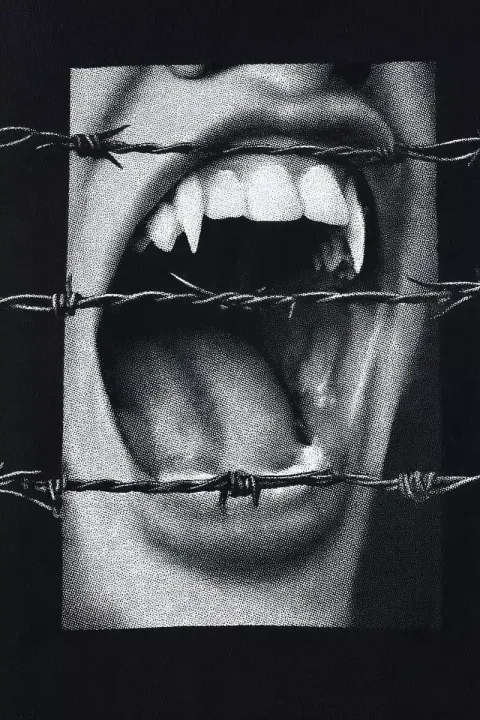 Fanged Mouth with Barbed Wire