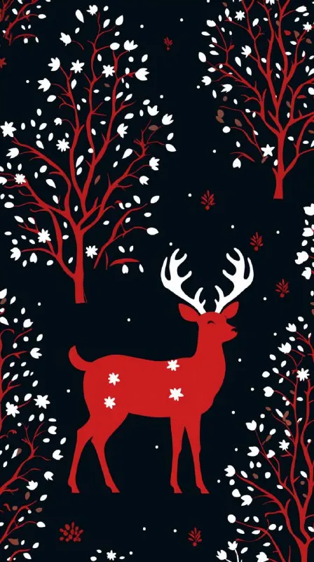 Rudolph Reindeer Pattern on Festive Red Background