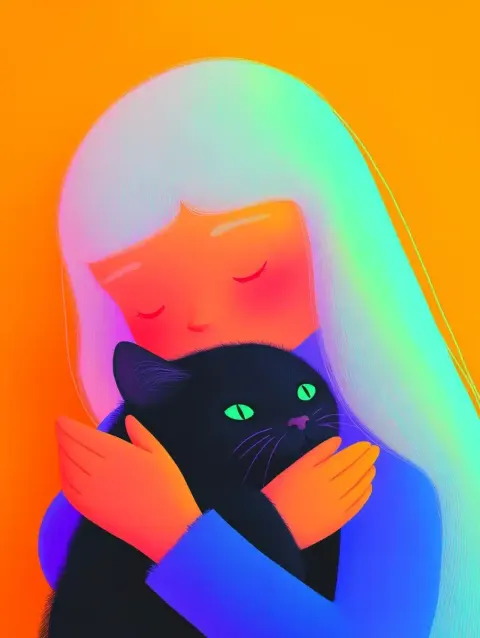 Kawaii Ghost with Cat