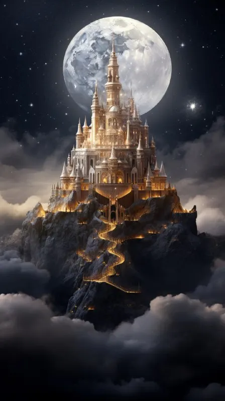 Fantasy Castle on the Moon Vertical Artwork