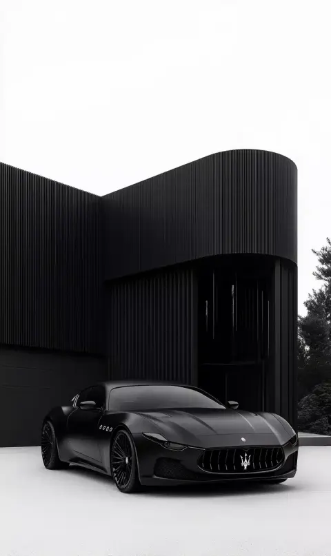 Ultra-Realistic Black Luxury Architecture