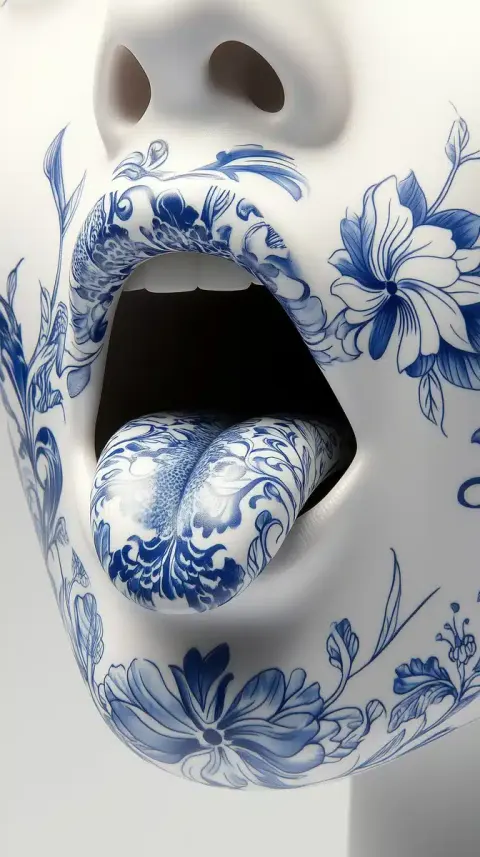 Surreal Mouth with Chinoiserie