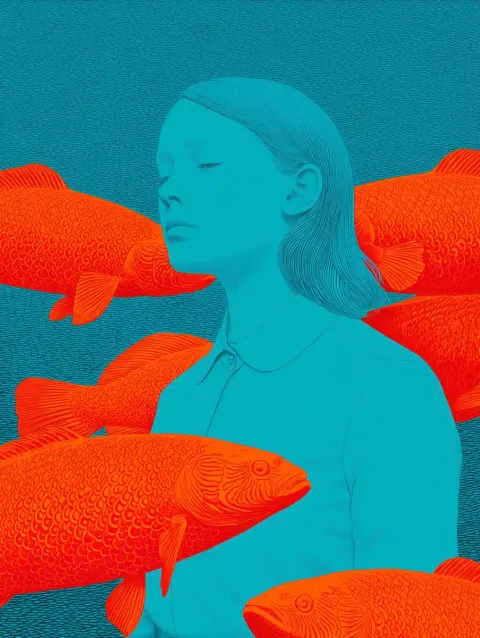 Brewstercolor Woman with Fishes
