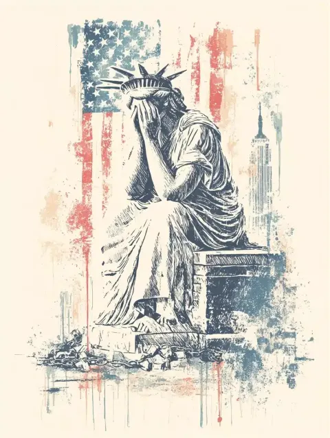 Despairing Liberty T-Shirt Design