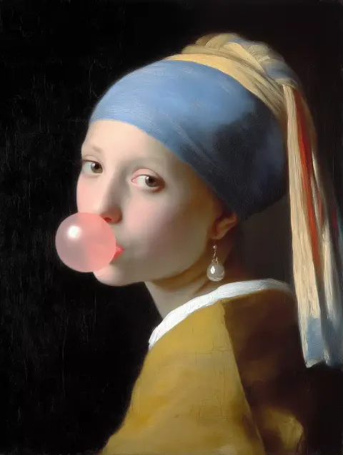 Renaissance Girl with Bubblegum