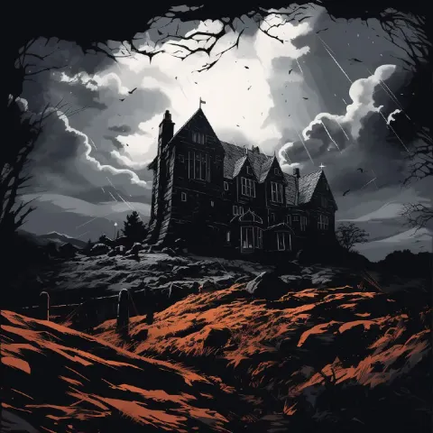 Gothic English Manor on Yorkshire Moors Travel Poster
