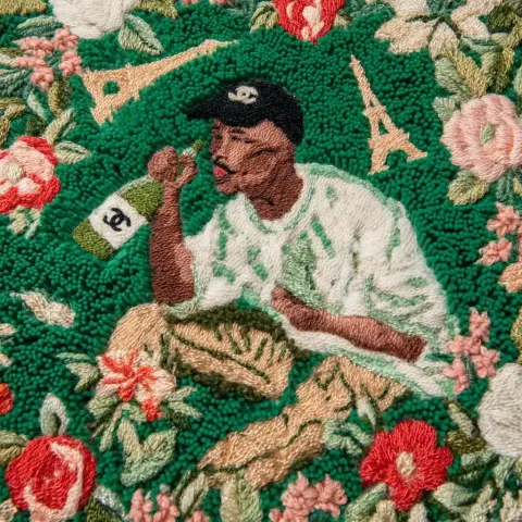 Embroidered Carpet with Man
