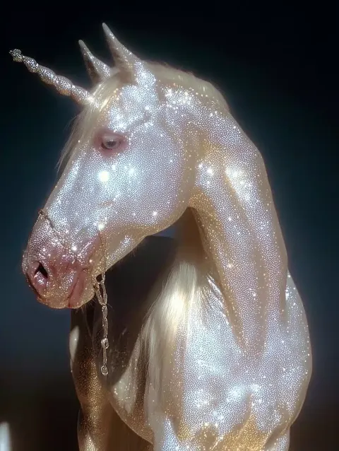 Realistic Silver Unicorn Photography