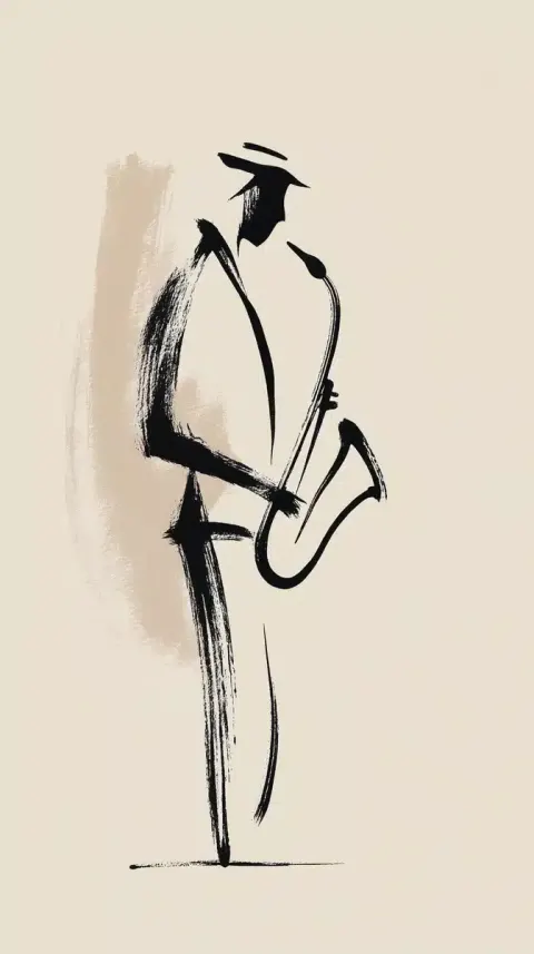 Saxophonist Silhouette in Coffee Tones