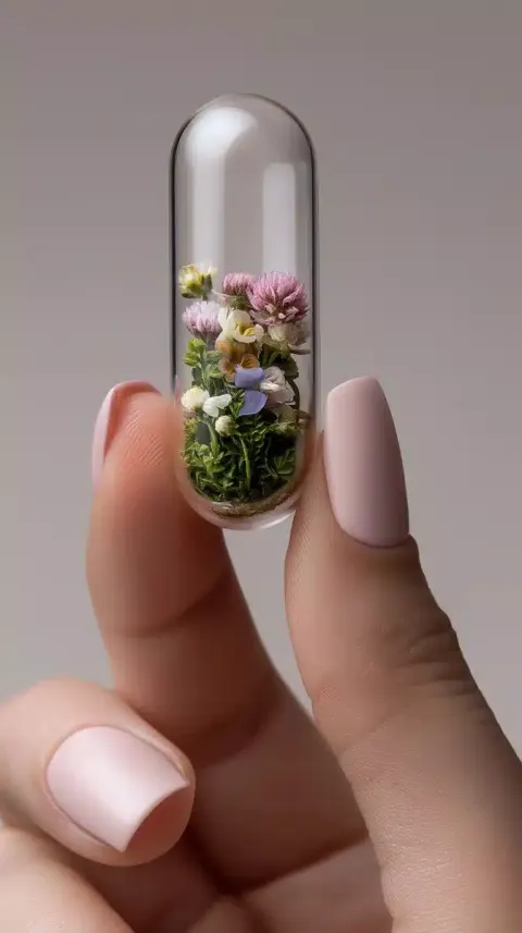 Glass Capsule with Flowers