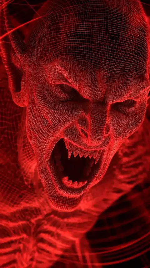 Wireframe Vampire in Red Light