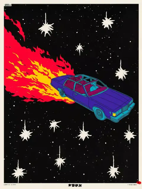 Vintage Rocket Car Poster