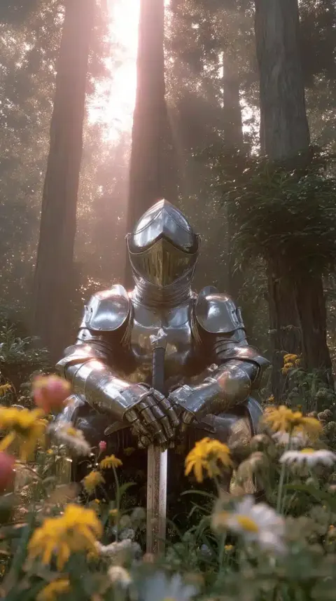 Cinematic Knight in Meadow