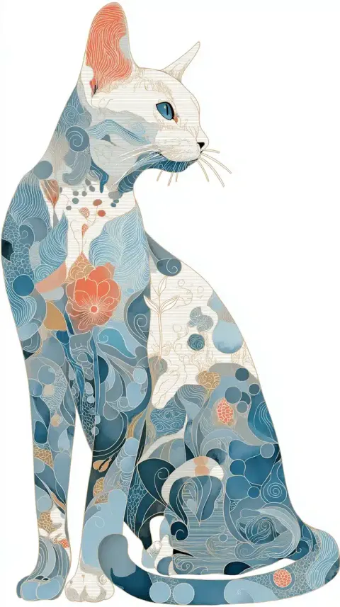 Art Nouveau Cat Postcard