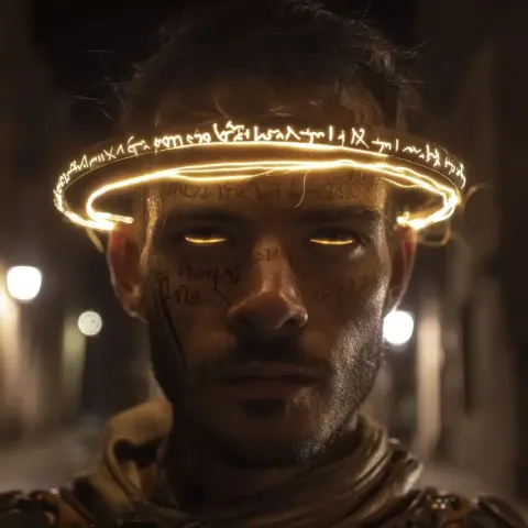 Arcane Haloed Man in Gothic Street