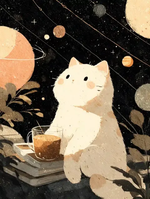 Dreamy Cat in Space