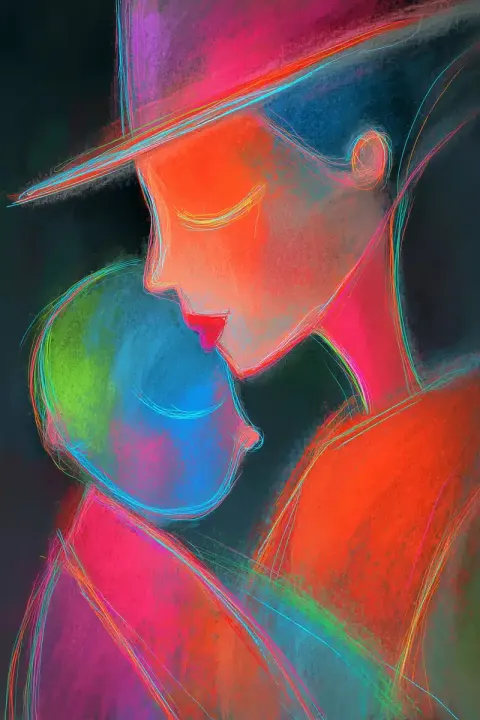 Neon Line Art Portrait