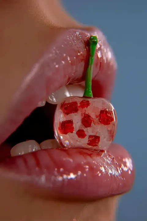 Realistic Cherry in Mouth