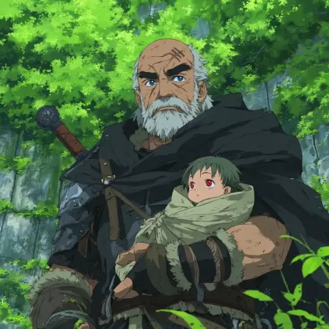 Anime Webtoon Warrior with Baby