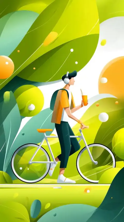 Sporty Boy on Bicycle