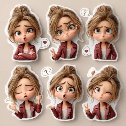 3D Kawaii Character Stickers