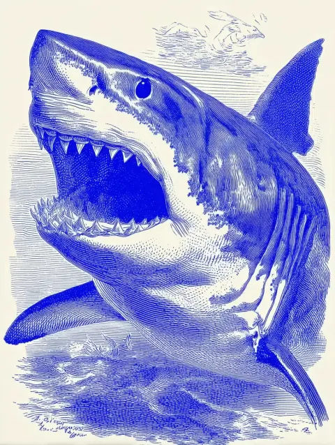 Halftone Shark Teeth Illustration