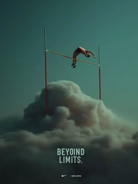 Surreal Pole Vaulting Scene