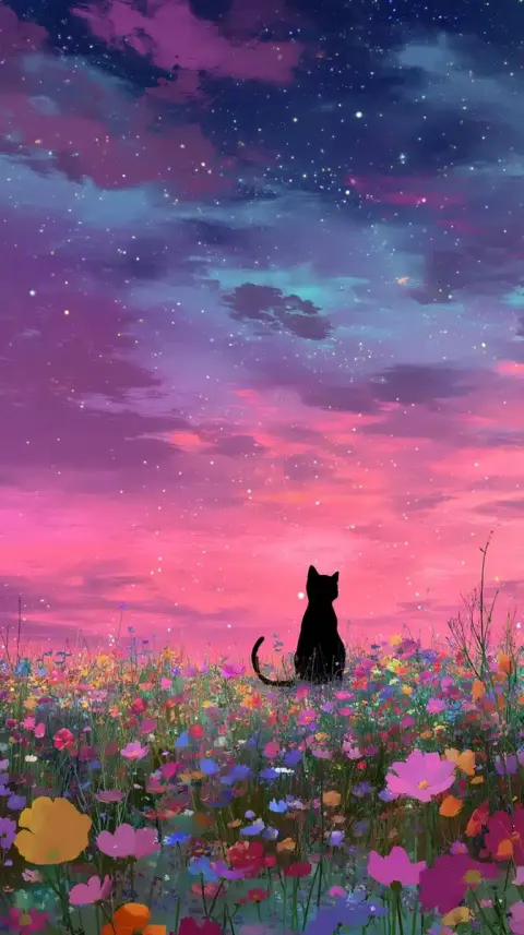 Magical Cat in Meadow