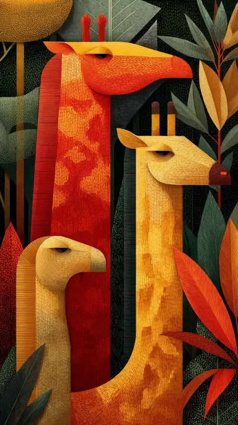 Hyper-Detailed Giraffes Illustration