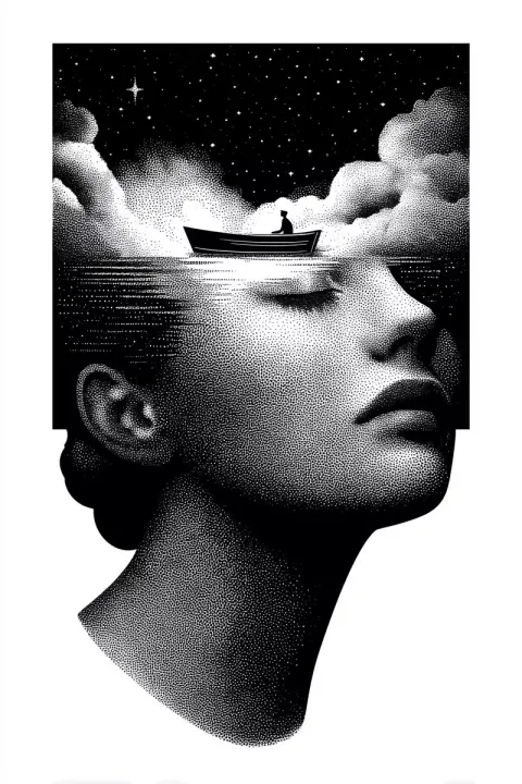 Surreal Ink Dreamscape Face