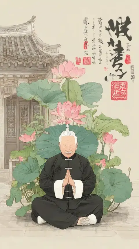 Elderly Man with Lotus