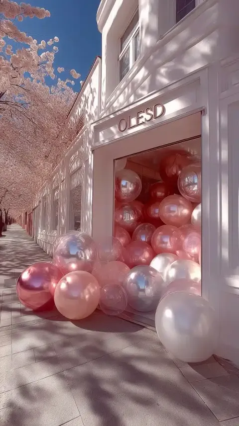 Modern Storefront with Balloons