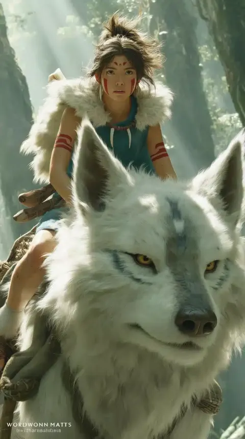 Cinematic Girl on Wolf