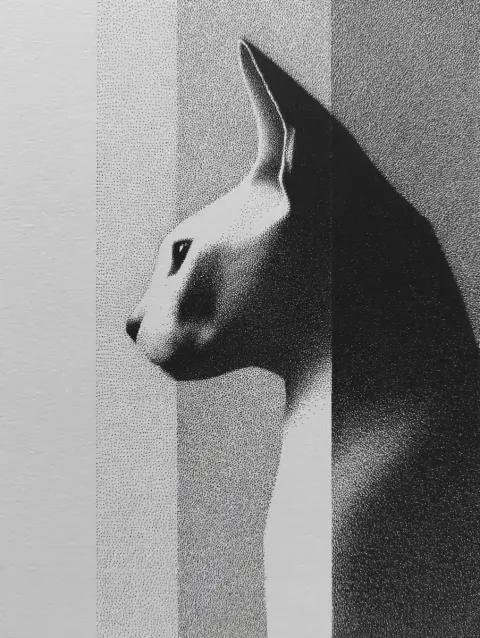 Grayscale Sphynx Drawing