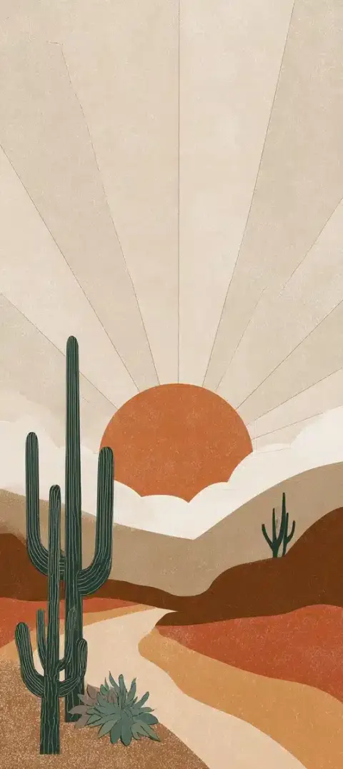 Minimalist Desert Cacti Poster