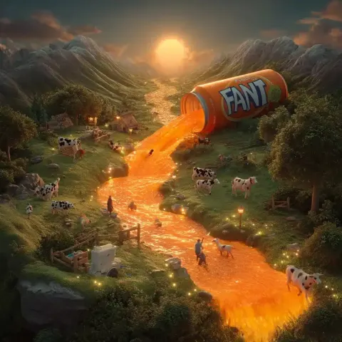 Surreal Fanta Waterfall Landscape