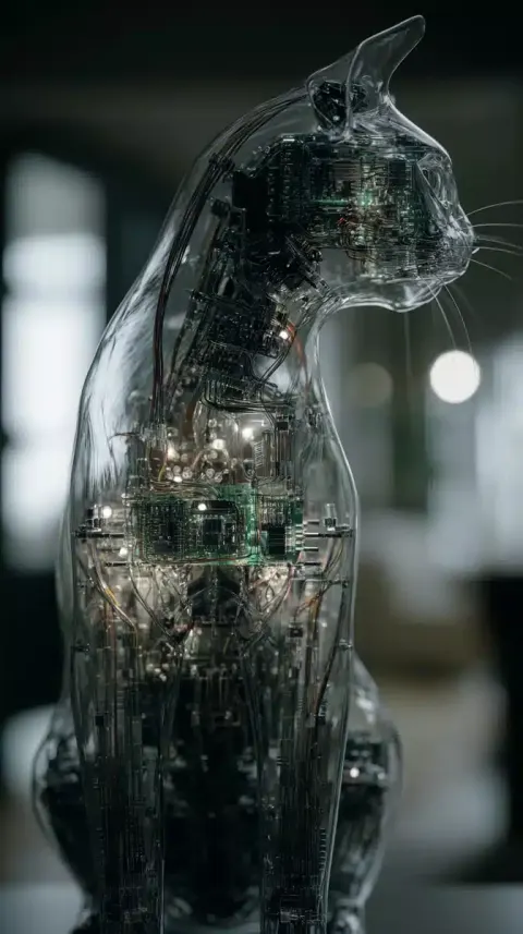 Transparent Cat with Electronics