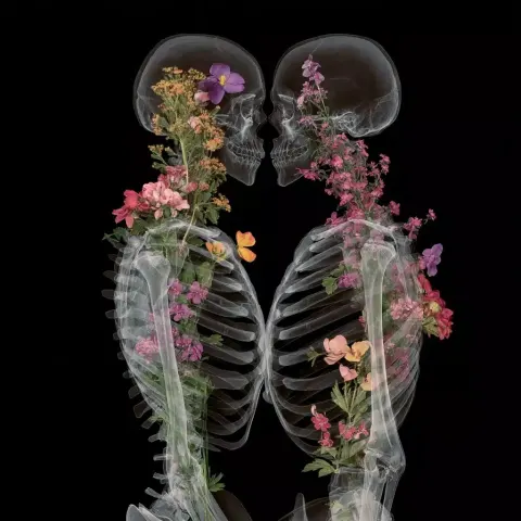 X-Ray Torso Kissing Flowers