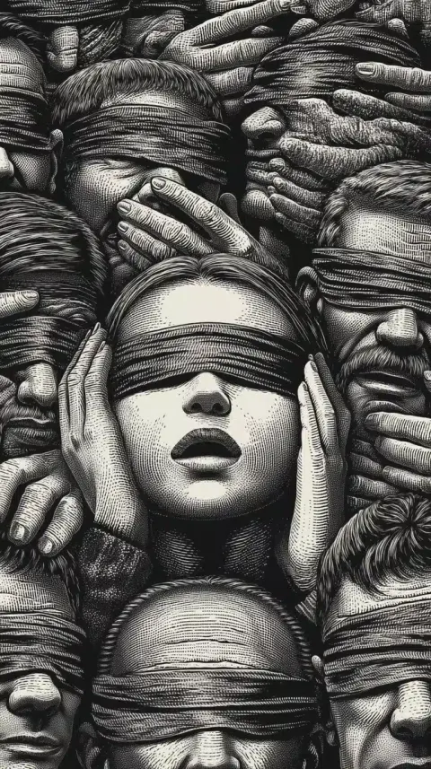 Blindfolded Crowd with Observer