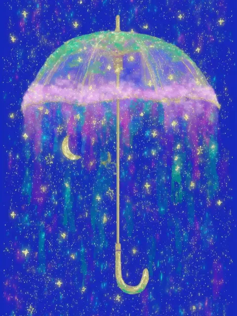 Cosmic Umbrella Fantasy Illustration