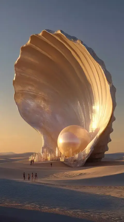 Hyperrealistic Seashell in Desert
