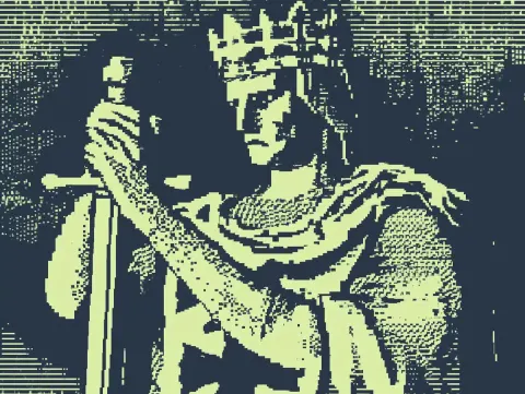 Pixelated King with Sword