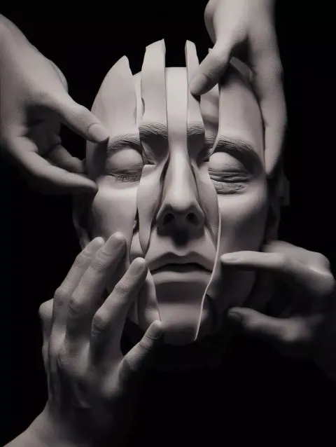 Surreal Faceless Head Sculpture
