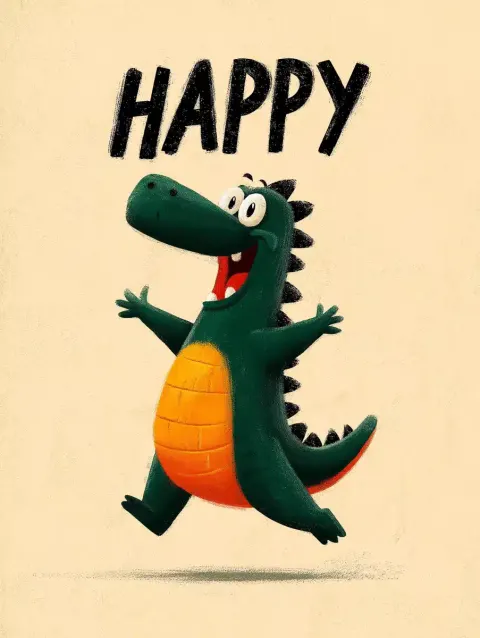 Playful Dinosaur Retro Poster