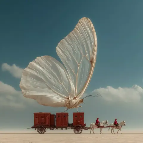 Surreal Butterfly Over Carriage