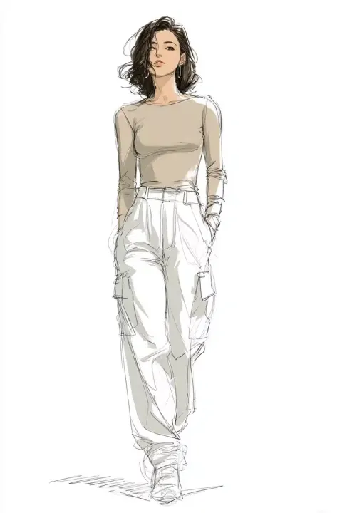 Fashion Sketch Contoured Silhouette