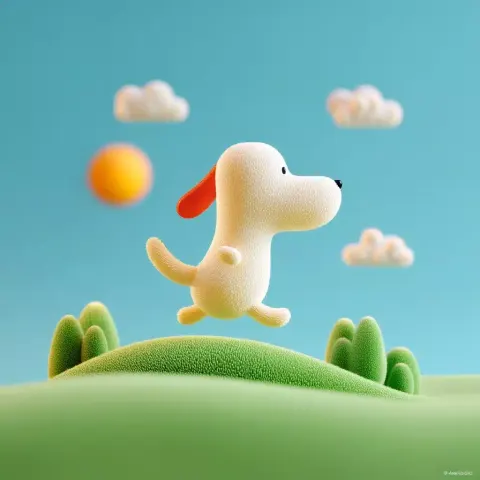 3D Cute Dog Running