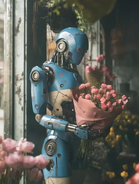 Cinematic Robot in Flower Shop